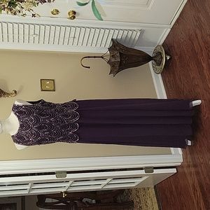 J Kara purple plum sleeveless handmade beaded long dress formal special 14P New…